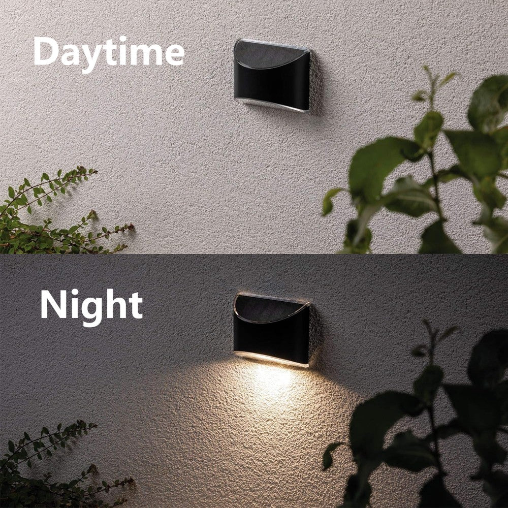 MIVO Solcelle LED Væglampe - Sort, Udendørs Væg-Effekt, 0,5W, 200lm (2 stk.)
