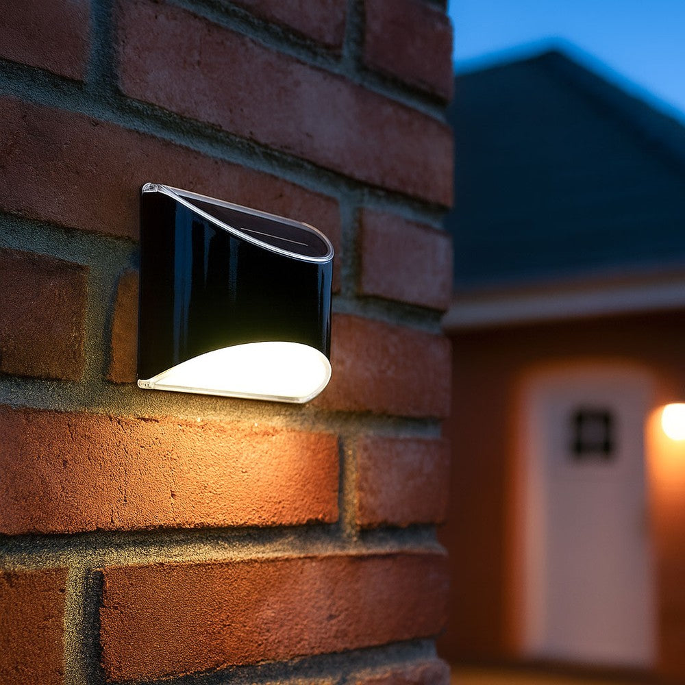 MIVO Solcelle LED Væglampe - Sort, Udendørs Væg-Effekt, 0,5W, 200lm (2 stk.)