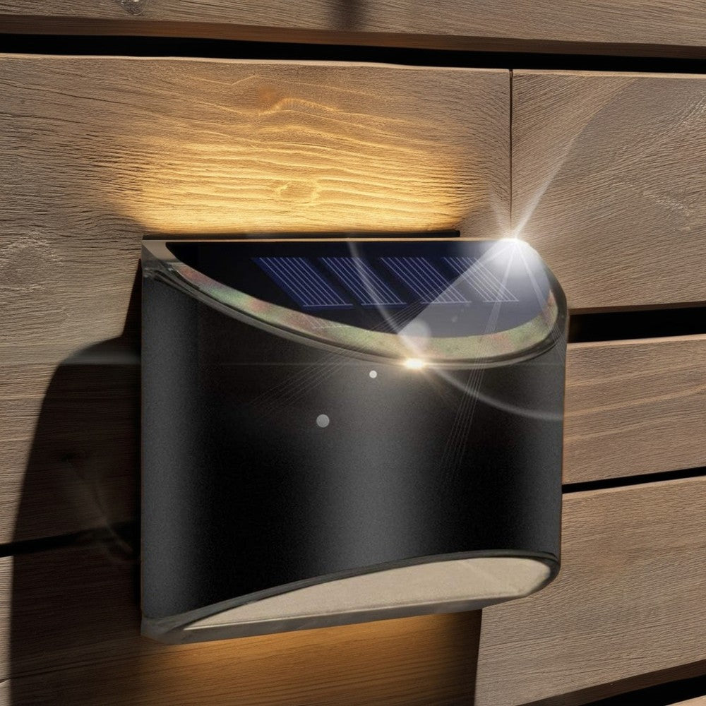 MIVO Solcelle LED Væglampe - Sort, Udendørs Væg-Effekt, 0,5W, 200lm (2 stk.)