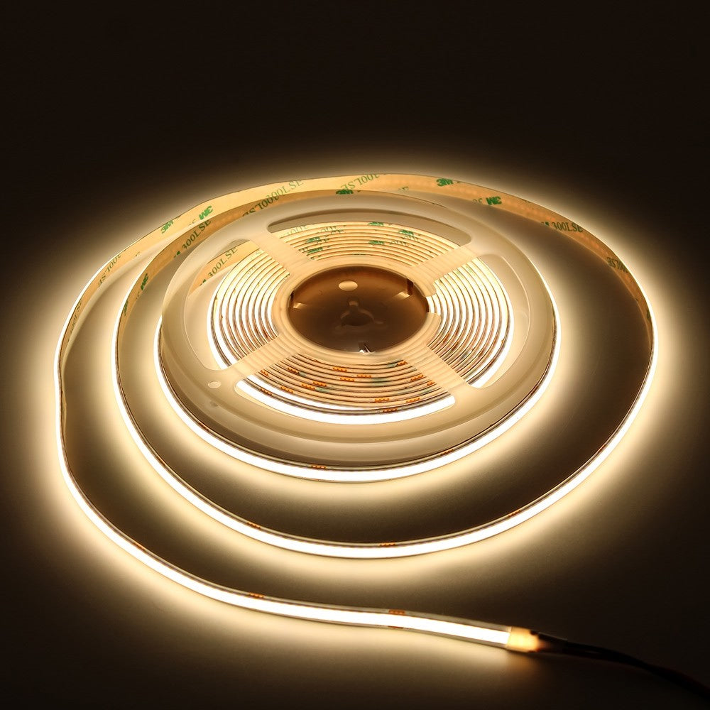 10m Dot-fri COB-LED strimmel med 320 LED pr. meter, 3000K, 4W/m, IP20, 24V, RA95, 350lm/m