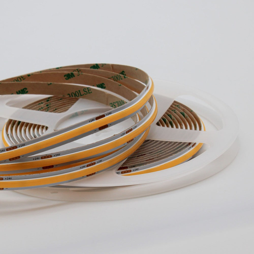 10m Dot-fri COB LED-strips med 2700K, 6,5W/m - IP20, 320 LED pr. meter, 24V, højt farvegengivelsesindeks RA95