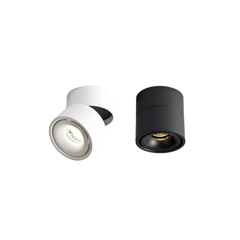 Dæmpbar sort LED loftspot med høj farvegengivelse (RA98) - 10W, justerbar, til påbygning - Effekt: 10W, Input: 230V, 1000lm.
