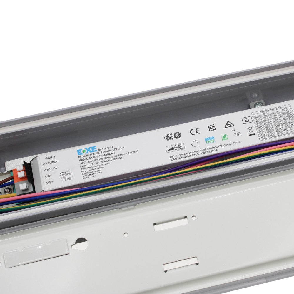 120 cm HiCRI 0-10V Armatur RA90 40W, Gennemfortrådet, IP65 - 5100lm