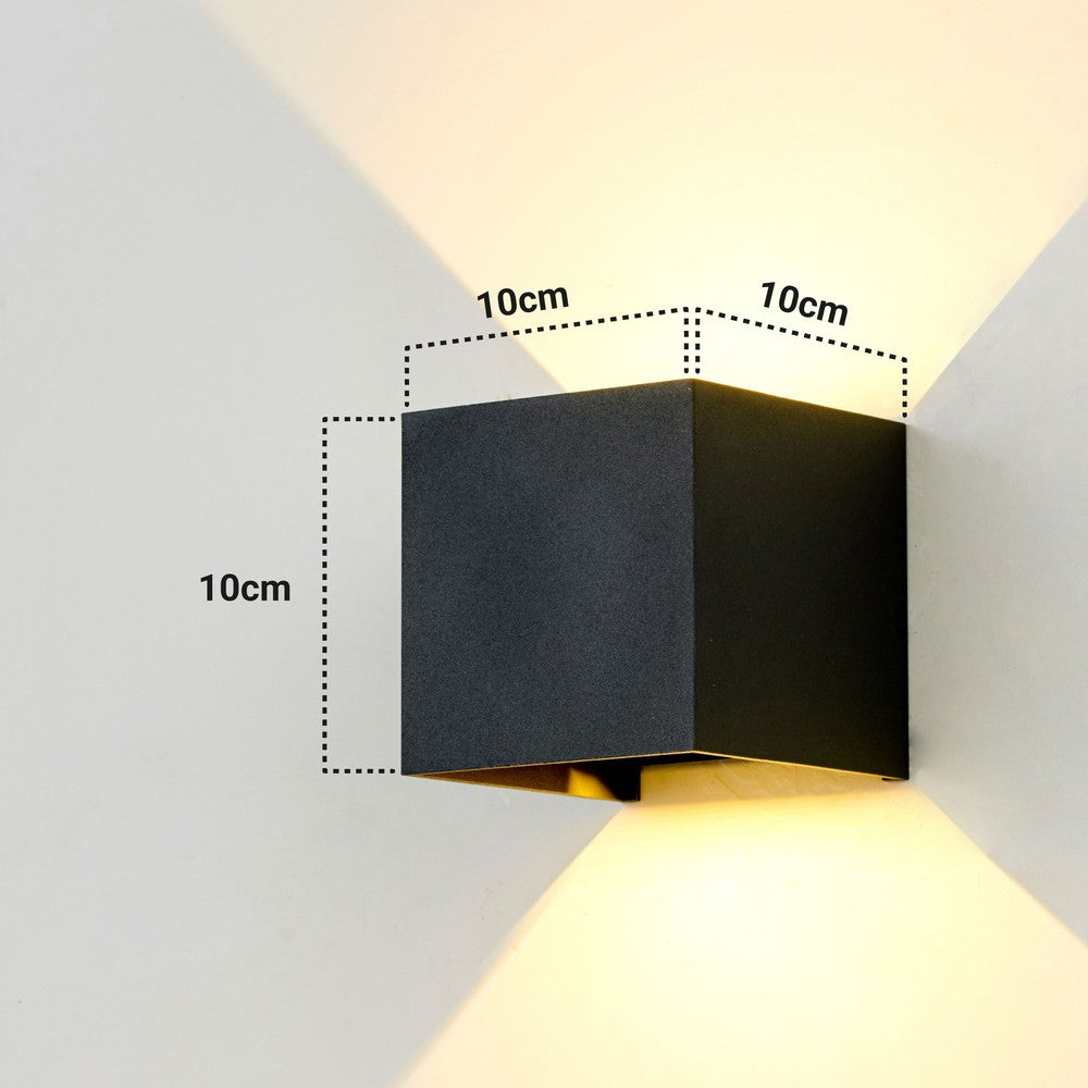 LEDlife CUBIC 6W Væglampe Sort Firkantet Op/Ned Justerbar Inde/Ude IP65 inkl. Lyskilde - 6W Effekt 230V 450lm RA 80