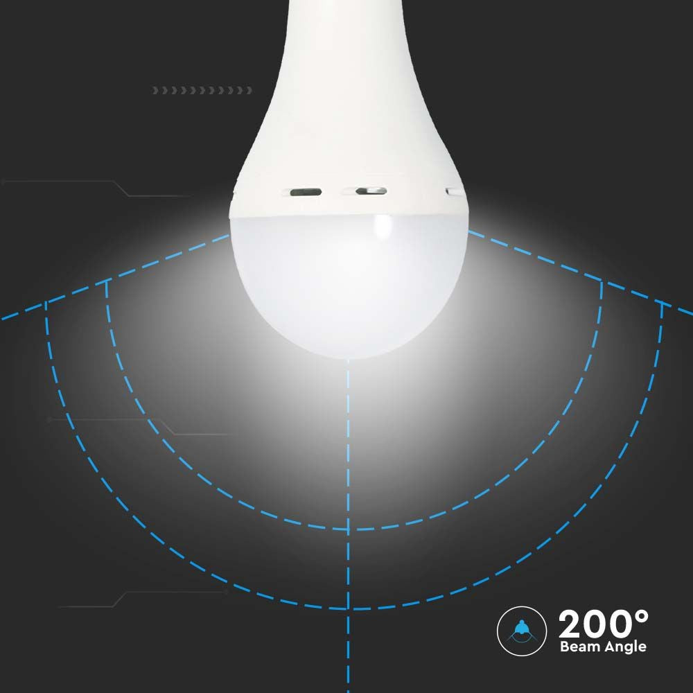 Nødplastlampe med batteri og 9W E27 fatning - 3 timers driftstid - 4000K - 720lm - RA80