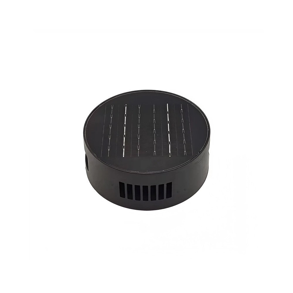 Sort rund solcelle sensor væglampe med roterbar funktion og skumringssensor - Effekt 3W, IP54-certificeret