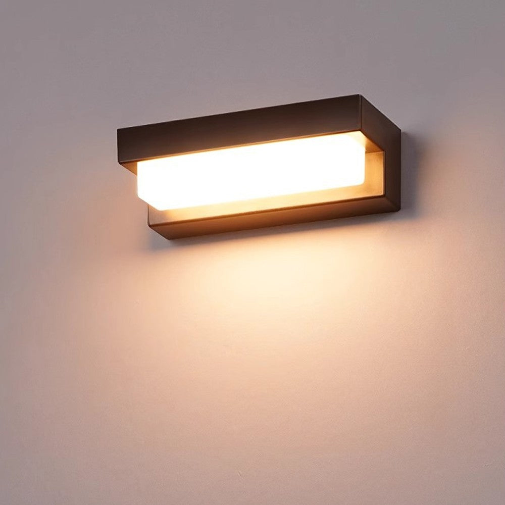 Solcelle sensor CCT væglampe - 3 lyskulører, sort, firkantet, skumringssensor, IP54, 2W