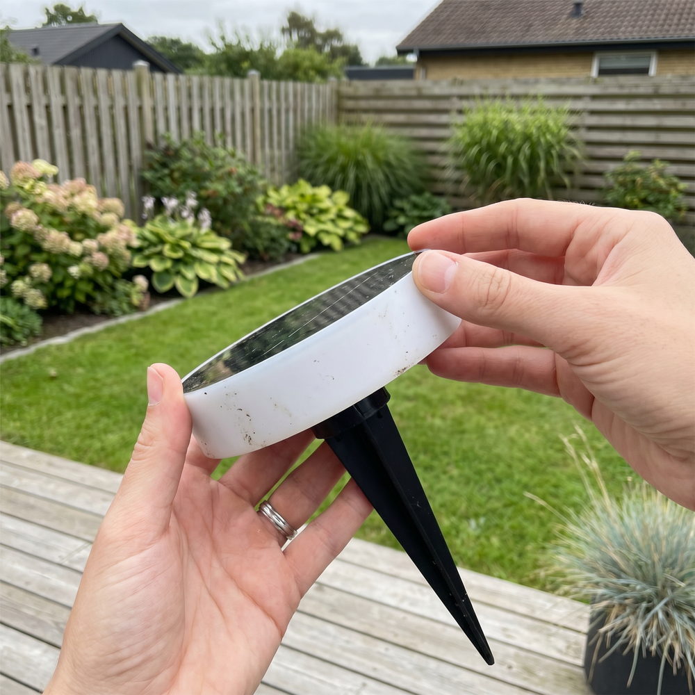 Solcelle sensor bedlys - Skumringssensor, spyd/væg montering IP65, 1.5W, energibesparende udendørs belysning