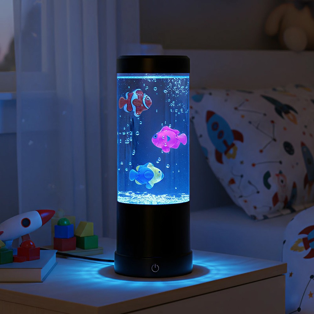 Fiskelampe RGB 30cm høj - Ø11 cm til børn og barnlige sjæle