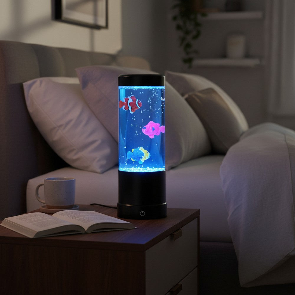 Fiskelampe RGB 30cm høj - Ø11 cm til børn og barnlige sjæle