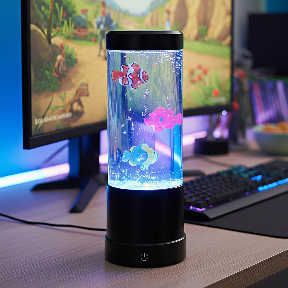 Fiskelampe RGB 30cm høj - Ø11 cm til børn og barnlige sjæle