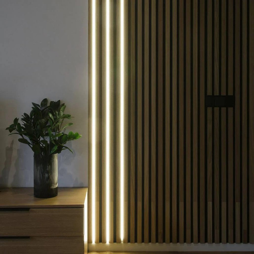 Sort akustikpanel med aluprofil og CCT LED strip, 240 cm - Komplet sæt