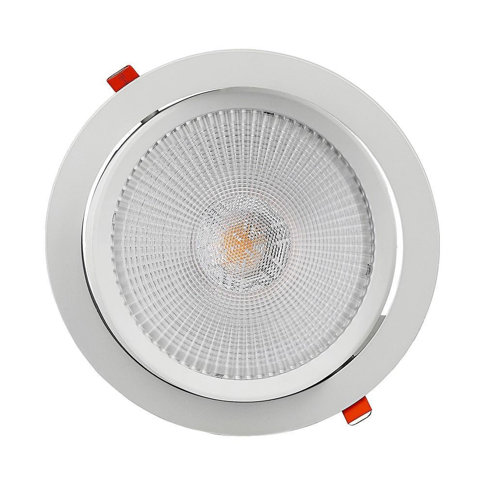 V-Tac 20W LED indbygnings-spotlight - Hul: Ø14,5 cm, Mål: Ø17 cm, 3 cm høj