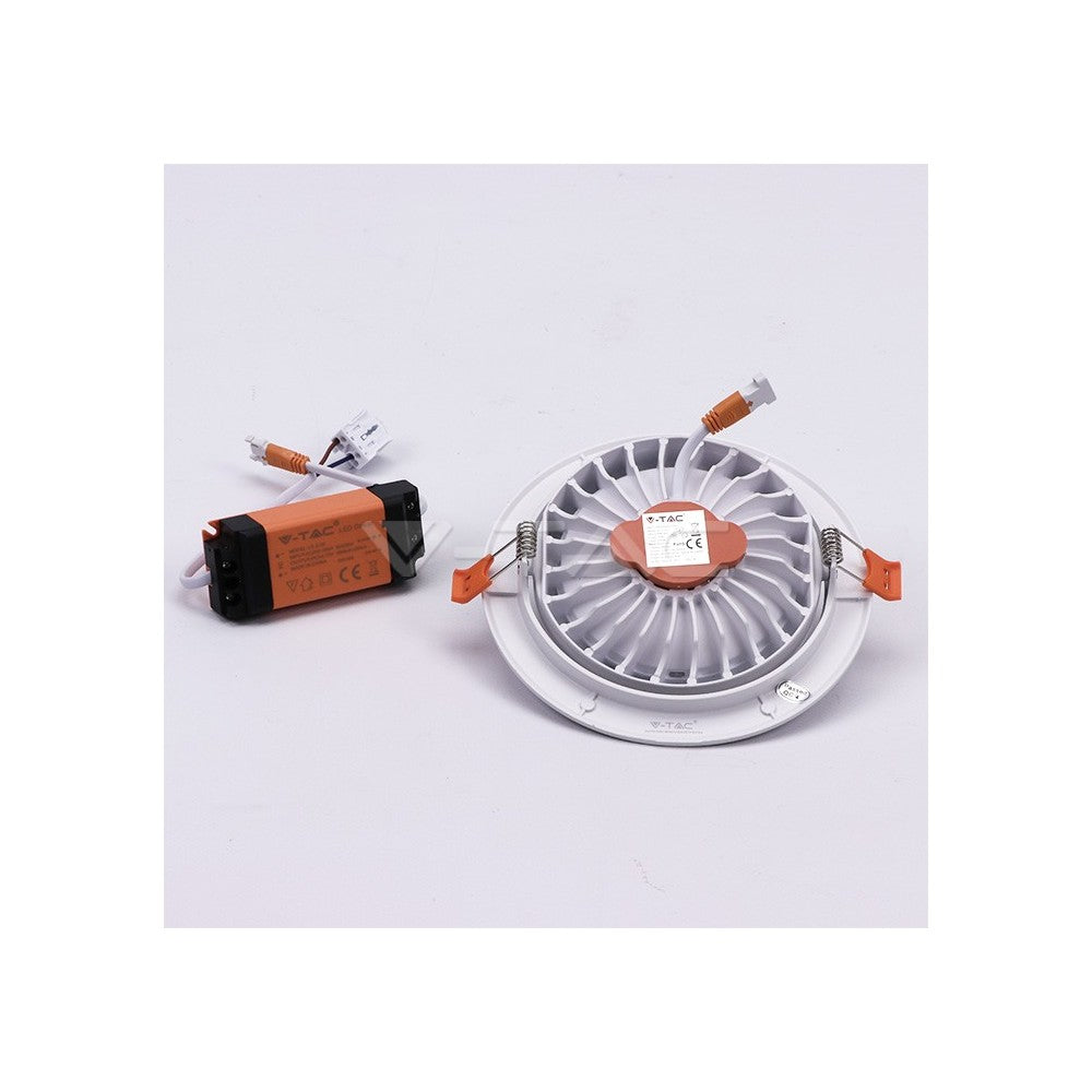 V-Tac 20W LED indbygnings-spotlight - Hul: Ø14,5 cm, Mål: Ø17 cm, 3 cm høj