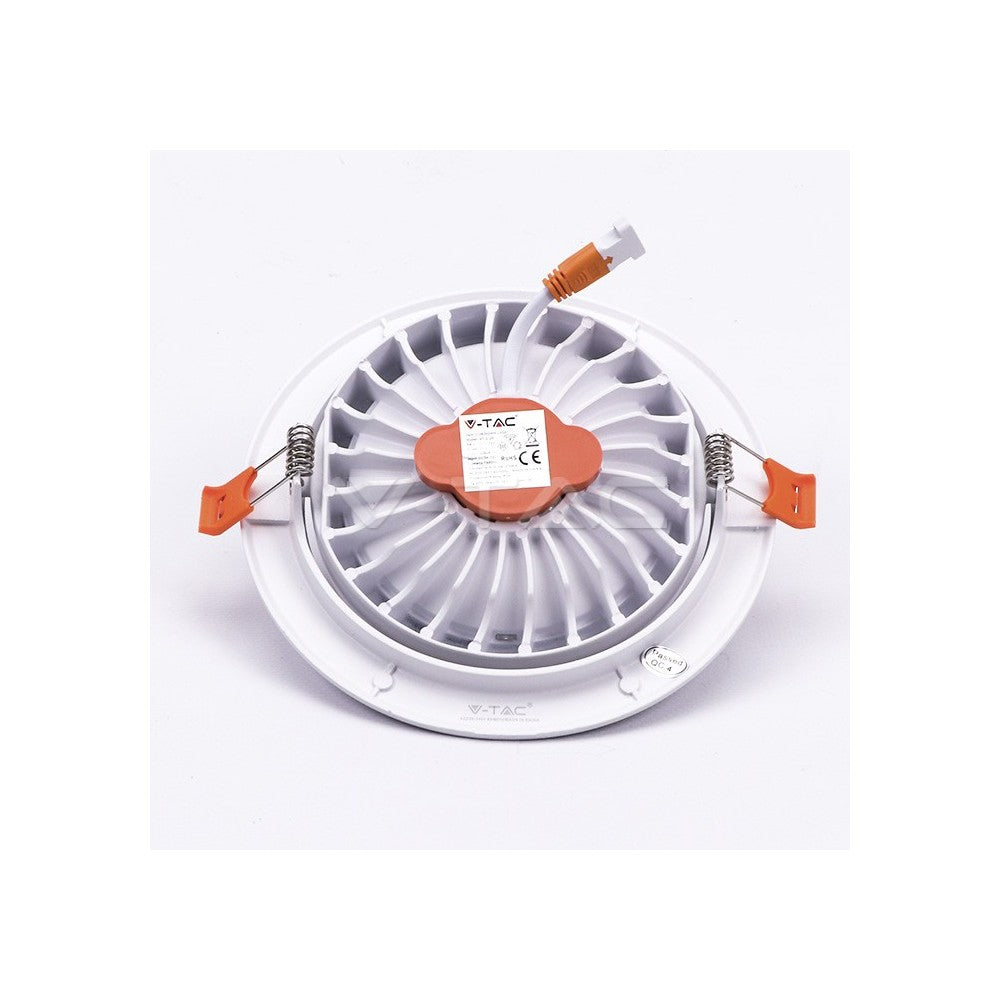 V-Tac 20W LED indbygnings-spotlight - Hul: Ø14,5 cm, Mål: Ø17 cm, 3 cm høj
