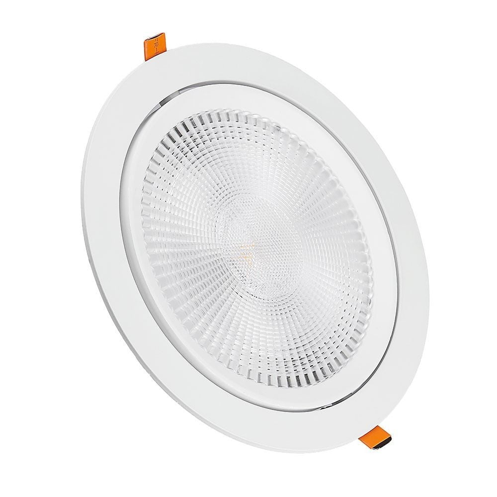 V-Tac 20W LED indbygnings-spotlight - Hul: Ø14,5 cm, Mål: Ø17 cm, 3 cm høj