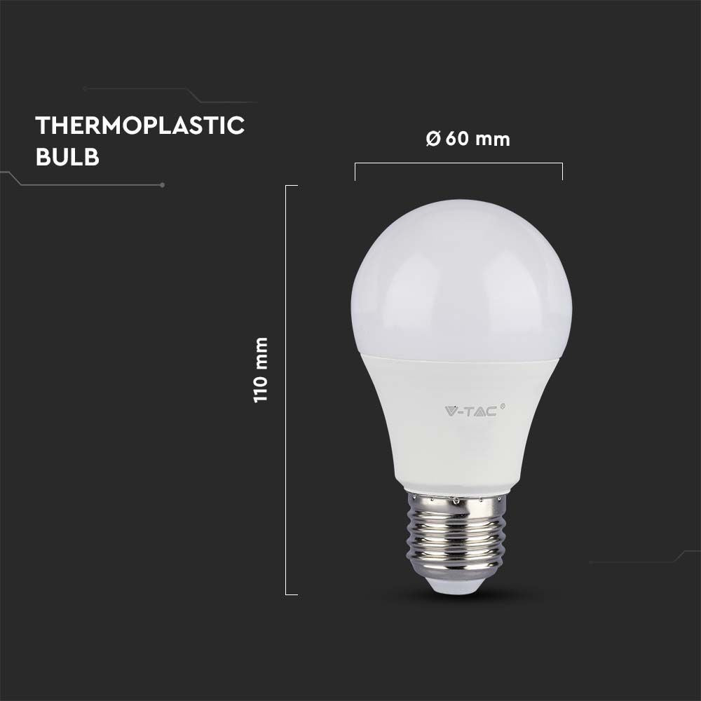 A60 LED Pære 10,5W E27 - Plastik, Samsung Chip, 3000K - 5 års garanti