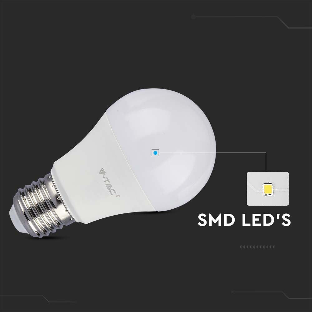 A60 LED Pære 10,5W E27 - Plastik, Samsung Chip, 3000K - 5 års garanti