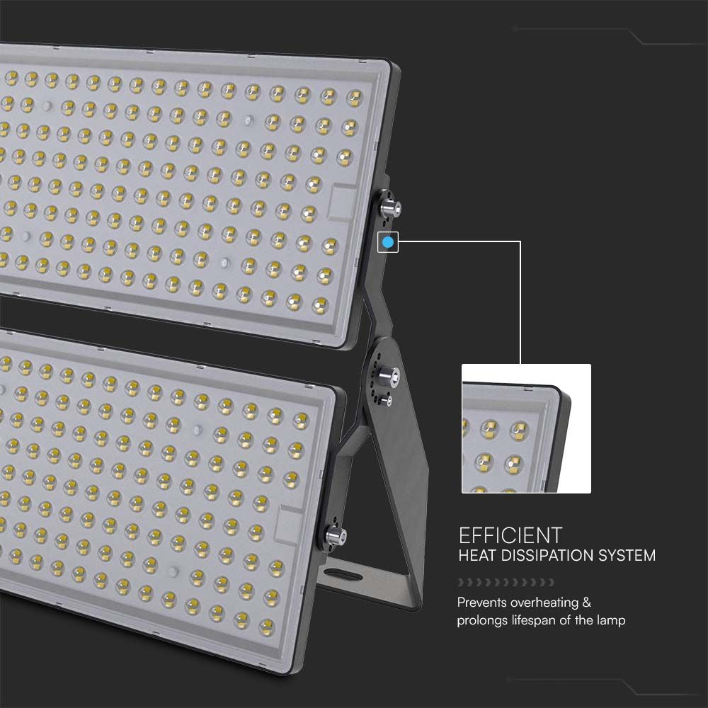500W LED projektør med Samsung chip, sort hus, 4000K, IP65, 135lm/W