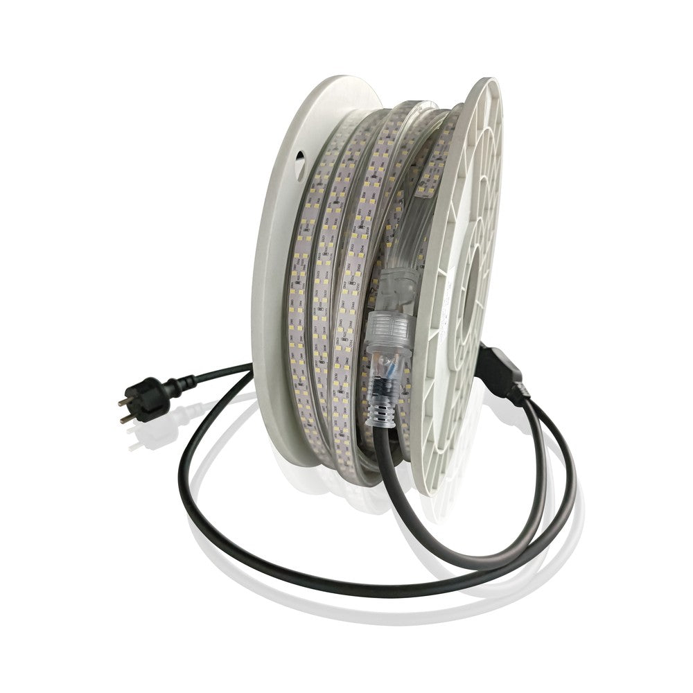 25m LEDlife arbejdslys LED strip på tromle - 230V, IP68, 168 LED/m, 9W/m, 1200 lm/m - Høj effekt og holdbarhed - Ideel til professionelt brug