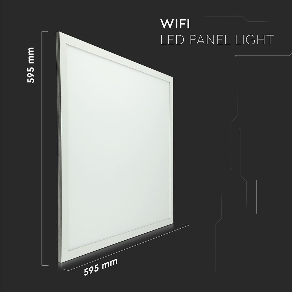 V-Tac Smart Home LED panel - Tuya/Smart Life, 40W, kompatibel med Google Home, Alexa og smartphones, hvid kant