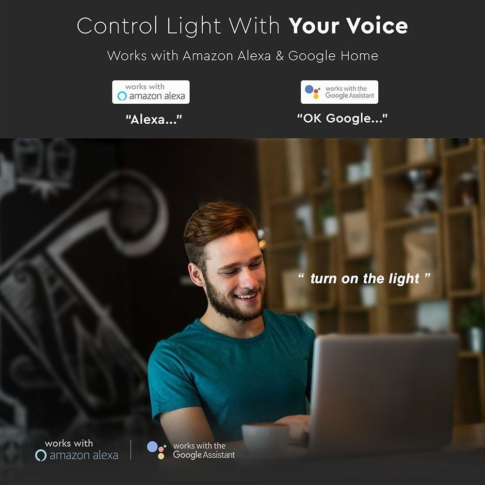 V-Tac Smart Home LED panel - Tuya/Smart Life, 40W, kompatibel med Google Home, Alexa og smartphones, hvid kant