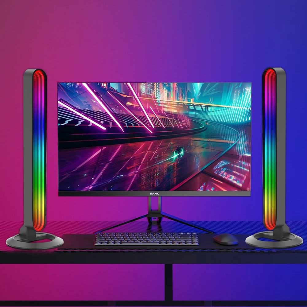 2 stk. RGBIC uendelige ambient light bar - 28cm, Bluetooth, 5W, USB-opladning