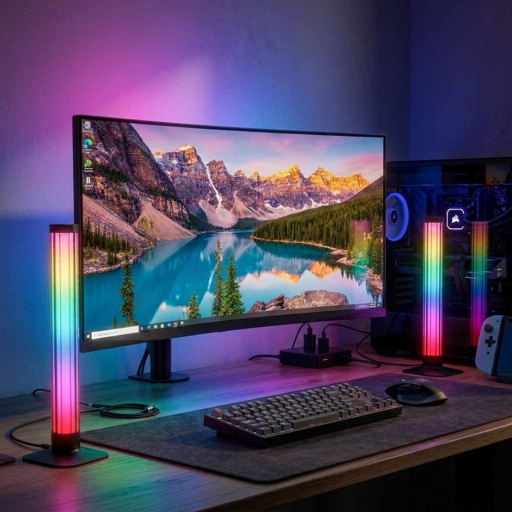 2 stk. 43cm RGBIC ambient light bar med Bluetooth og 5W effekt - USB-indgang 5V