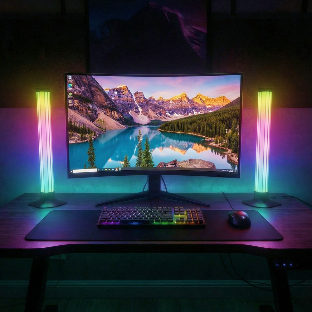2 stk. 43cm RGBIC ambient light bar med Bluetooth og 5W effekt - USB-indgang 5V
