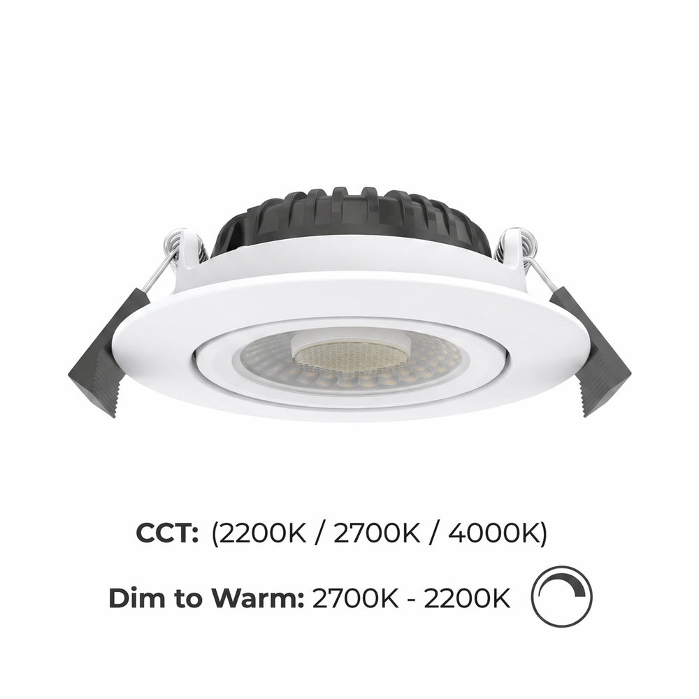 LEDlife Dim2Warm+CCT RA96, hvid indbygningsspot - Ø8,3 cm, 7W, dæmpbar, IP65, 230V