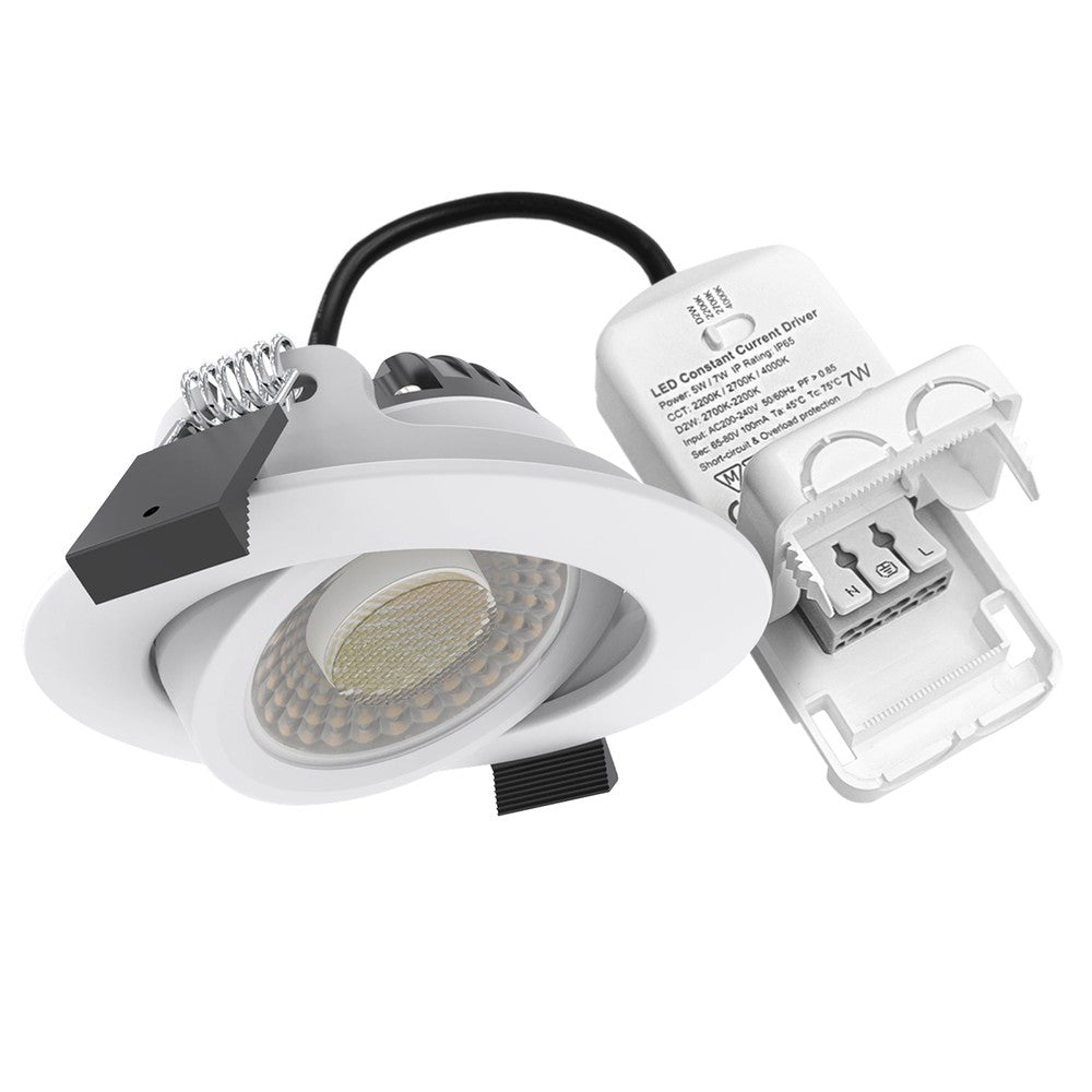 LEDlife Dim2Warm+CCT RA96, hvid indbygningsspot - Ø8,3 cm, 7W, dæmpbar, IP65, 230V