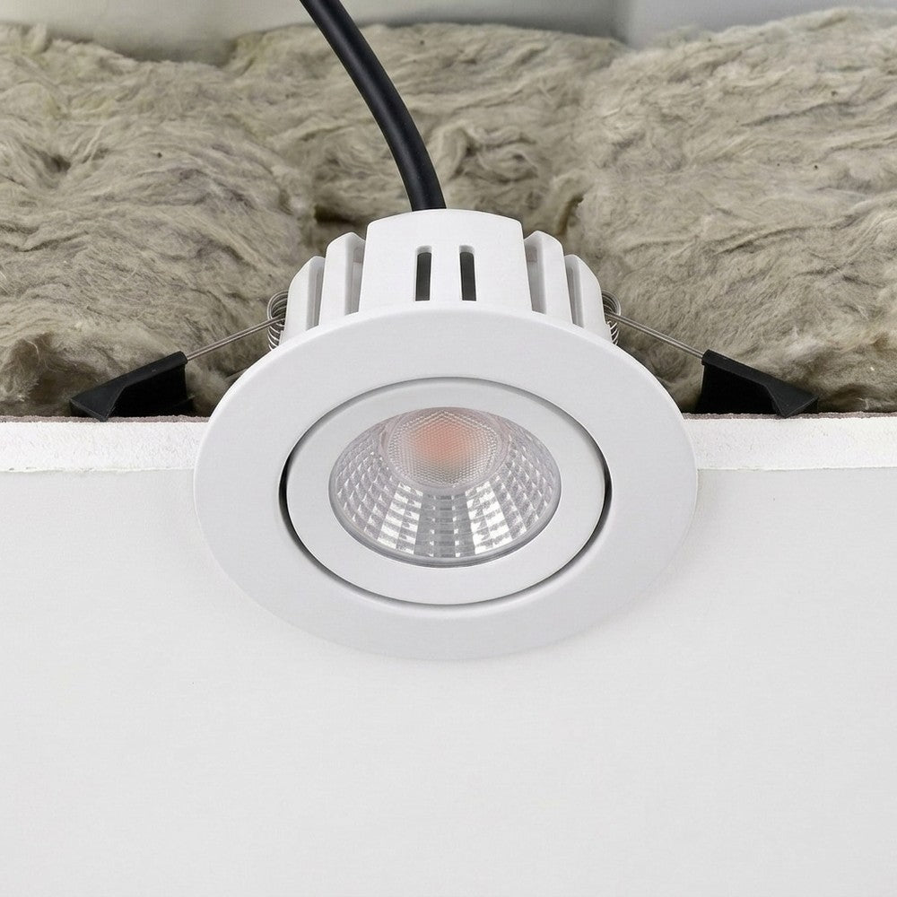LEDlife Dim2Warm+CCT indbygningsspot - Roterbar, Ø8,3 cm, 7W, hvid kant, dæmpbar, 230V, RA96