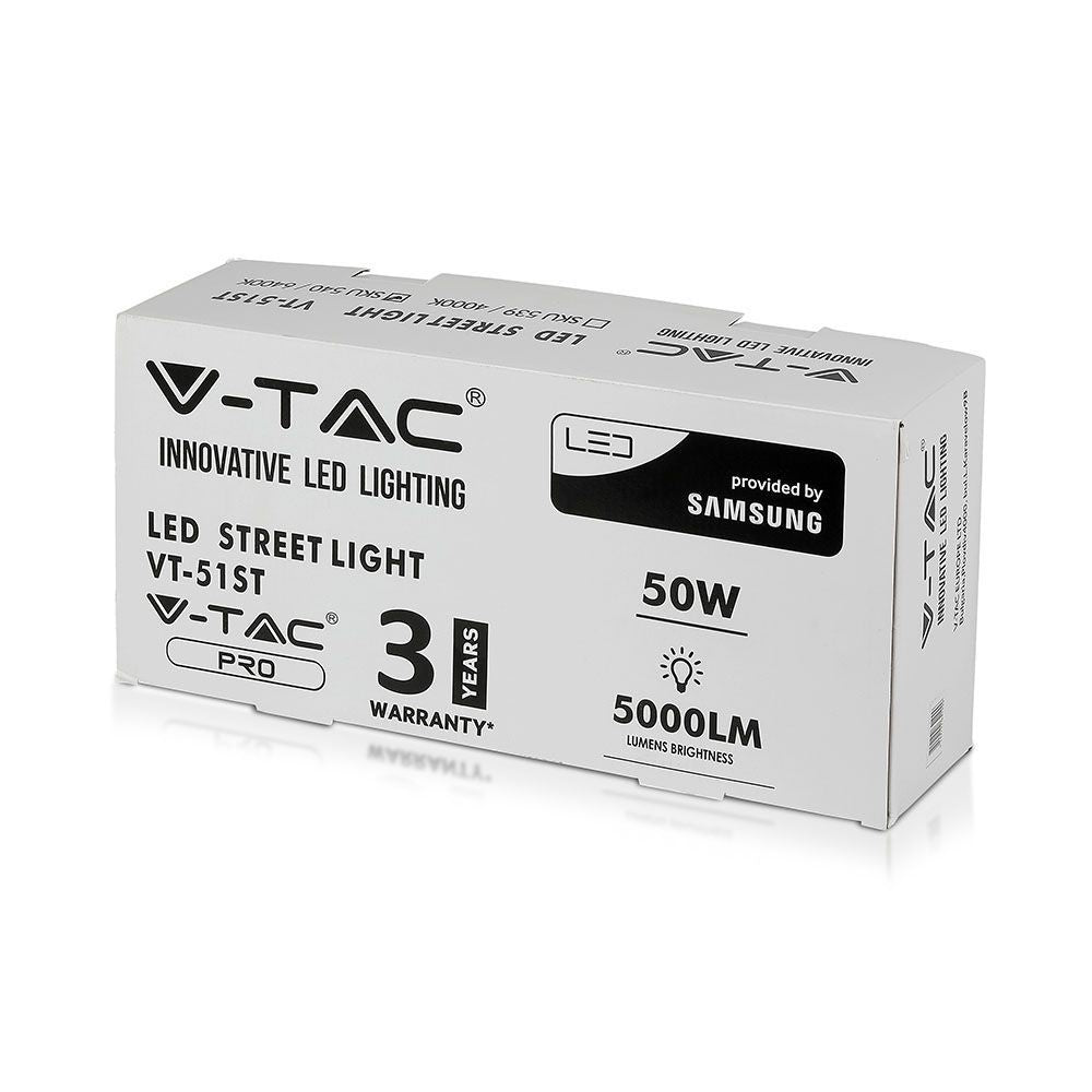V-Tac 50W LED Gadelygte - Samsung LED chip, Ø60mm, IP65, 84lm/w, 4200lm
