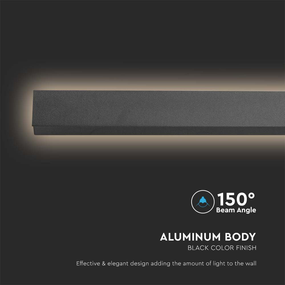 16W LED Væglys i Sort, 3000K, IP65, RA90, 2035lm - 1010*60*50mm