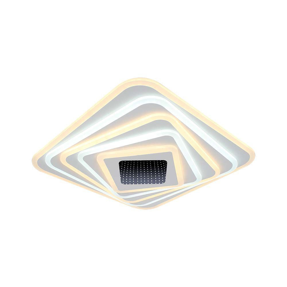 150W LED Loftlampe - Dekorativ, 50x50x7cm, 3i1, Dæmpbar, Fjernbetjening, 15500lm, RA80