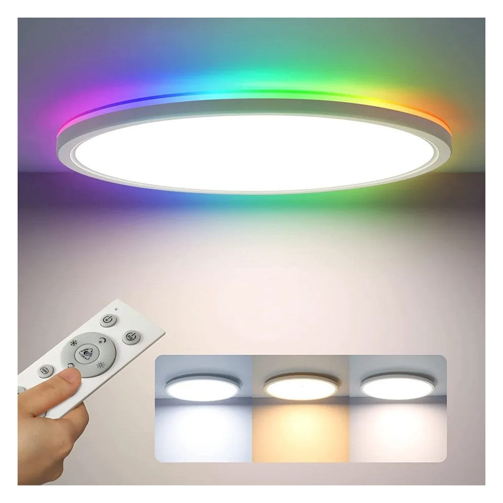 CCT loftlampe med RGBIC backlight - Ø30cm, 39W, Tuya, inkl. fjernbetjening - 230V, 2800lm