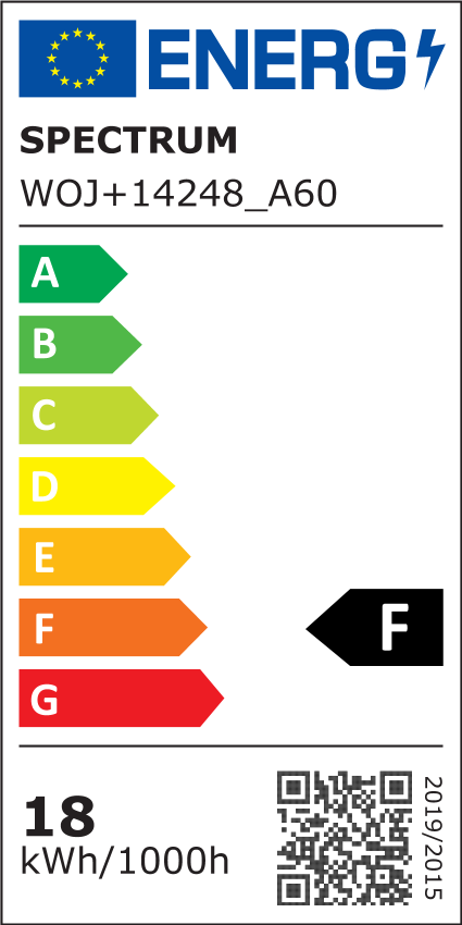 E27 18W LED Pære - 230V, Varm hvid, A60, Spectrum, 1800lm, RA80