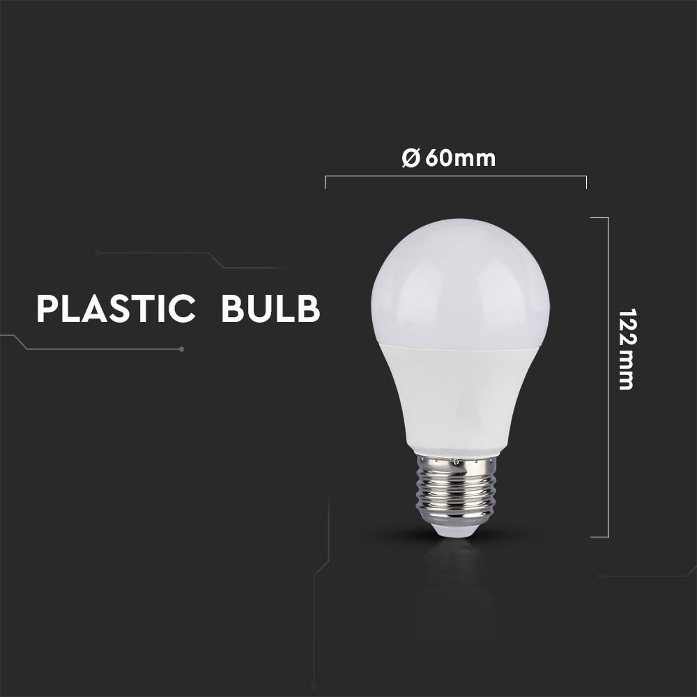 V-Tac 9W LED pære - 3-trin dæmpbar, A60, on/off dæmpbar, E27 (Erstatter 60W, 806lm, RA80)
