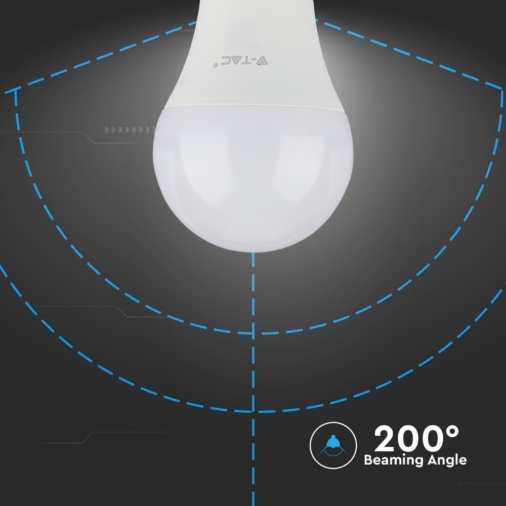 10 stk V-Tac 9W LED pærer - 200 grader, E27, erstatter 60W