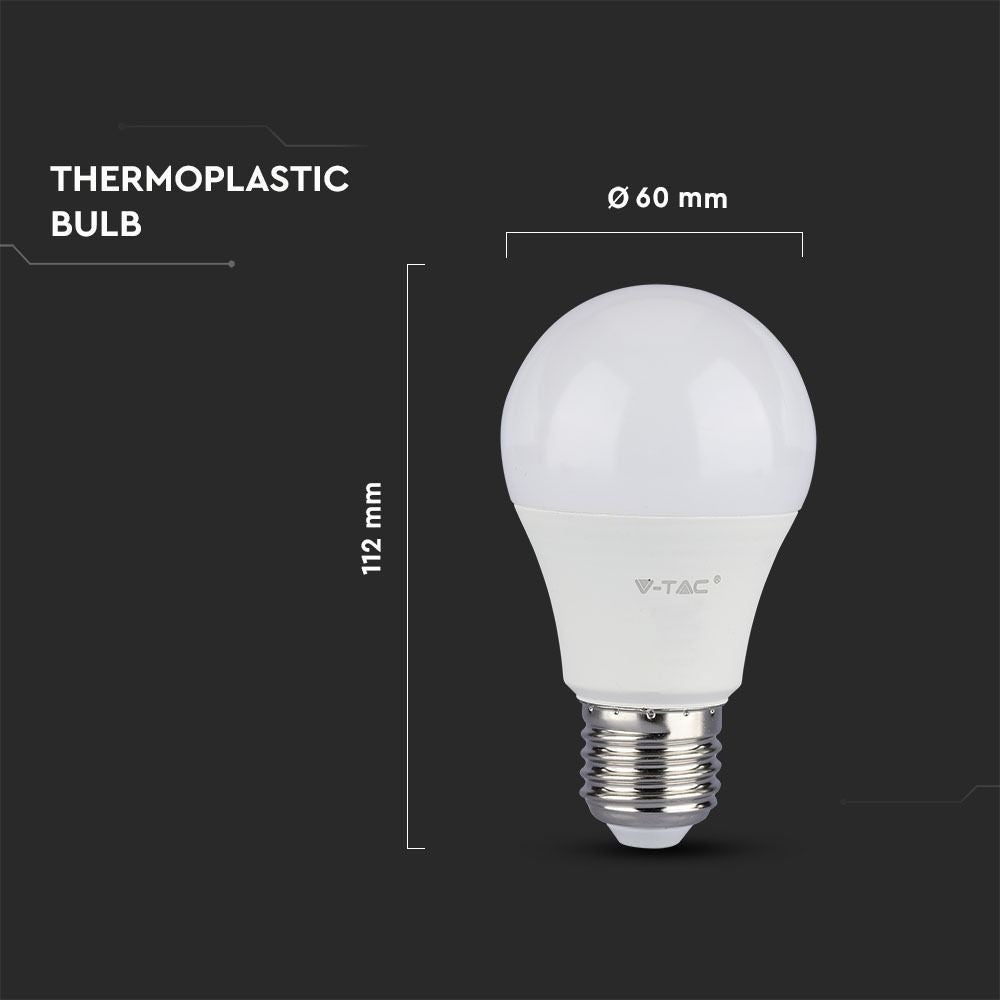 10 stk V-Tac 9W LED pærer - 200 grader, E27, erstatter 60W