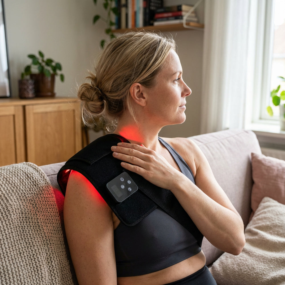 Infrarødt Vitality lysterapi bælte til nakke, lænd og mere - med 10W effekt og batteri