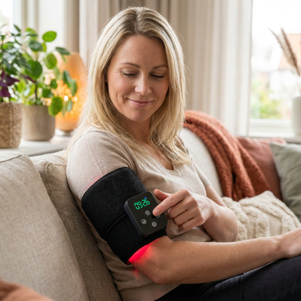 Infrarødt Vitality lysterapi bælte til nakke, lænd og mere - med 10W effekt og batteri