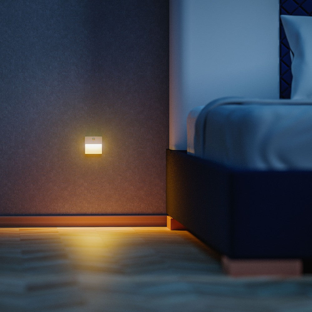 Lumina Pop lampe - 2-pak med RGBW+dim, PIR sensor, 500mAh batteri, USB-C opladning - hvid, 78x80x22