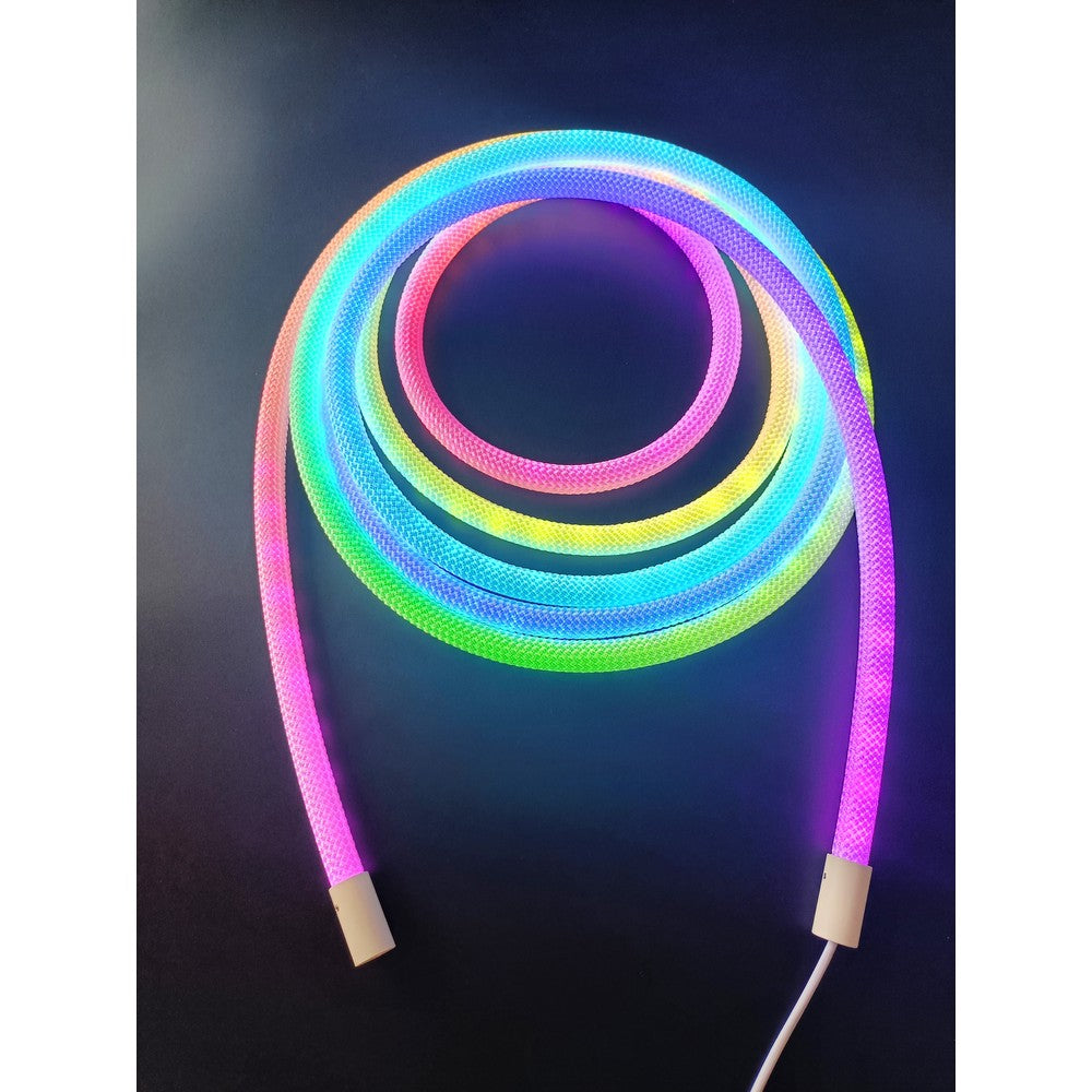 3m RGBIC Neon flex slange med Bluetooth App og fjernbetjening - Vævet reb, USB-opladning - Komplet sæt til lysdekorationer.