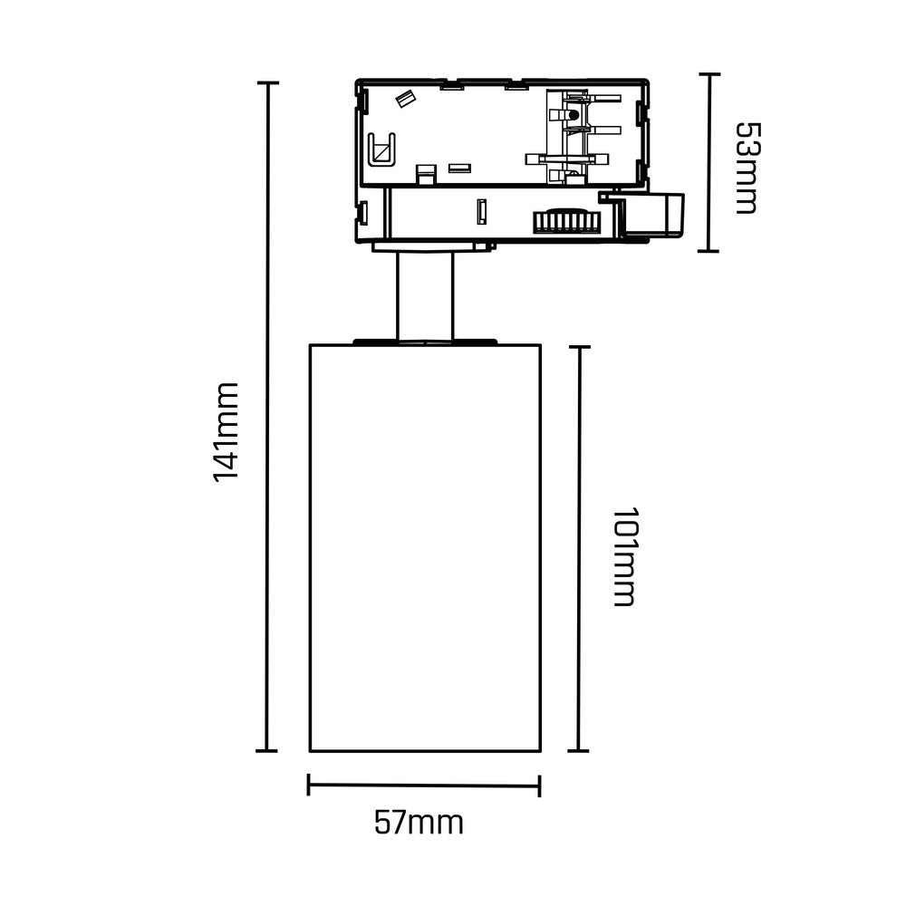 Dim to warm GU10 skinnespot inkl. 6W pære, hvid, 3-faset skinne med 230V input