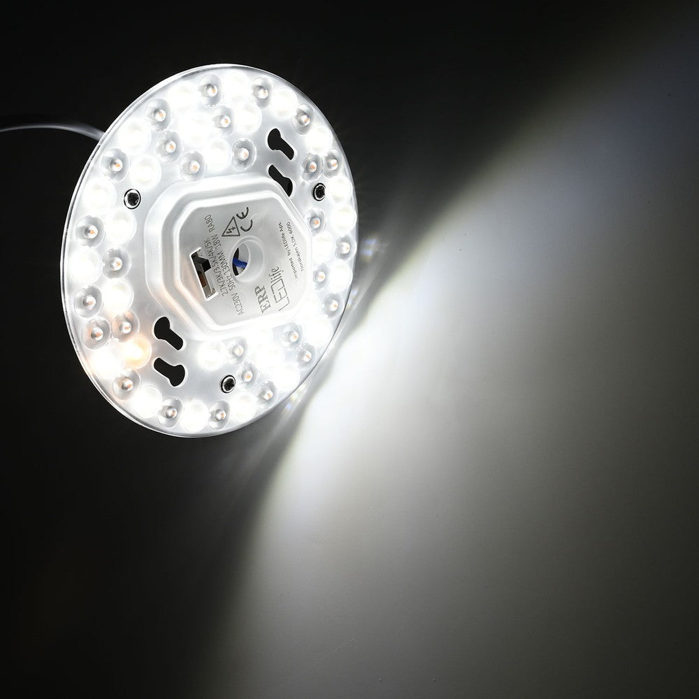 18W LED indsats med linser, flicker free - Ø13 cm, Valgfri CCT, erstat G24, cirkelrør og kompaktrør
