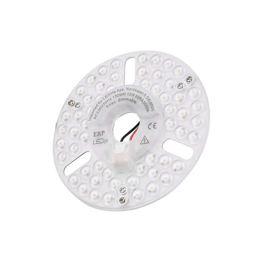 18W dæmpbar LED indsats med linser, flicker free - Erstat G24, cirkelrør og kompaktrør - Ø13 cm - 230V - RA80 - 1900lm