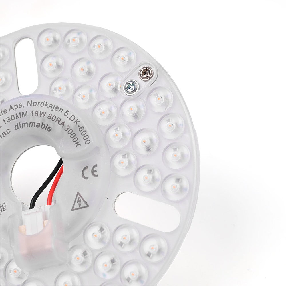 18W dæmpbar LED indsats med linser, flicker free - Erstat G24, cirkelrør og kompaktrør - Ø13 cm - 230V - RA80 - 1900lm