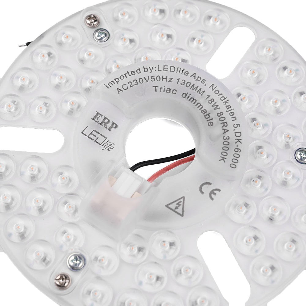 18W dæmpbar LED indsats med linser, flicker free - Erstat G24, cirkelrør og kompaktrør - Ø13 cm - 230V - RA80 - 1900lm