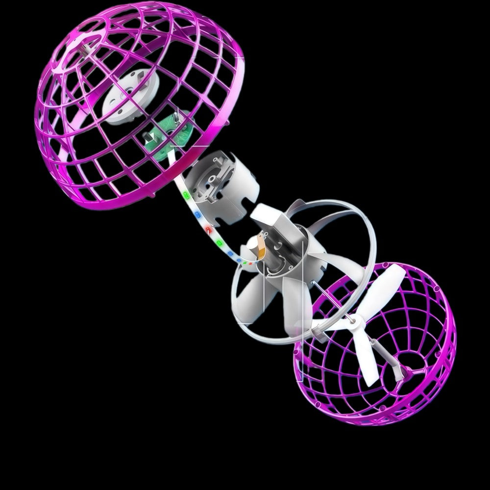 Hover Orb flyvende bold med RGB lys - Ø8,5 cm, lilla, perfekt til børn og barnlige sjæle.